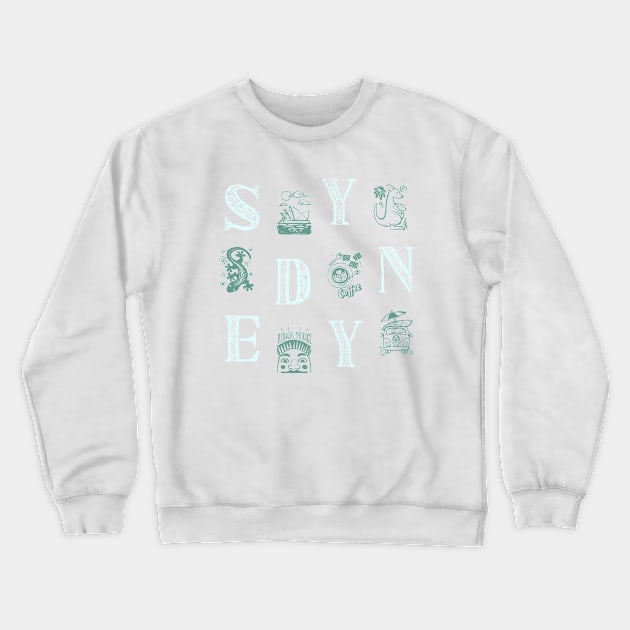 Sydney Alphabets - Lazy Afternoon Crewneck Sweatshirt by akaneyabushita